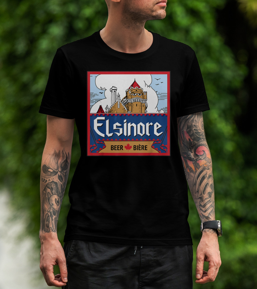 Elsinore Beer Bière Castle Design With Maple Leaf T-Shirt