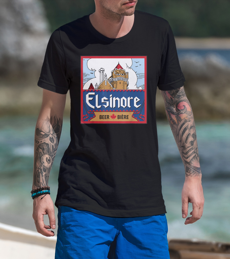 Elsinore Beer Bière Castle Design With Maple Leaf T-Shirt