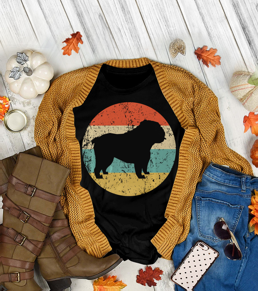 English Bulldog Retro Circle T-Shirt