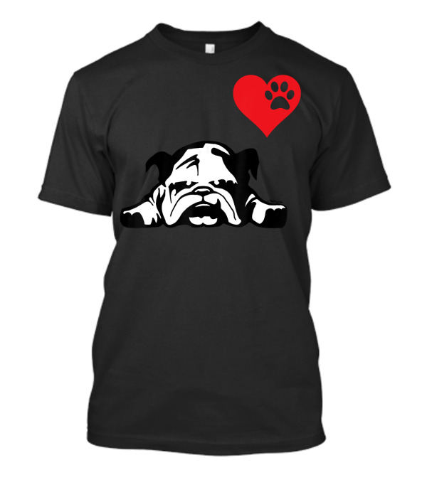 English Bulldog I Love My English Bulldog Heart Paw Prints T-Shirt