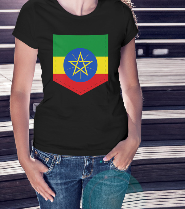 Ethiopia Flag Green Yellow Red With Blue Circle And Star T-Shirt