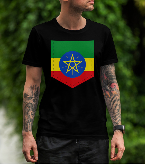 Ethiopia Flag Green Yellow Red With Blue Circle And Star T-Shirt