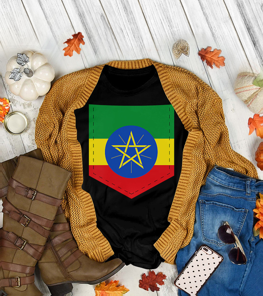 Ethiopia Flag Green Yellow Red with Blue Circle and Star T-Shirt