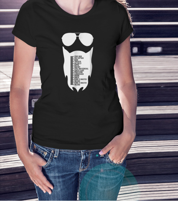 Cave Man To Wizard Beard Length Chart With Sunglasses T-Shirt
