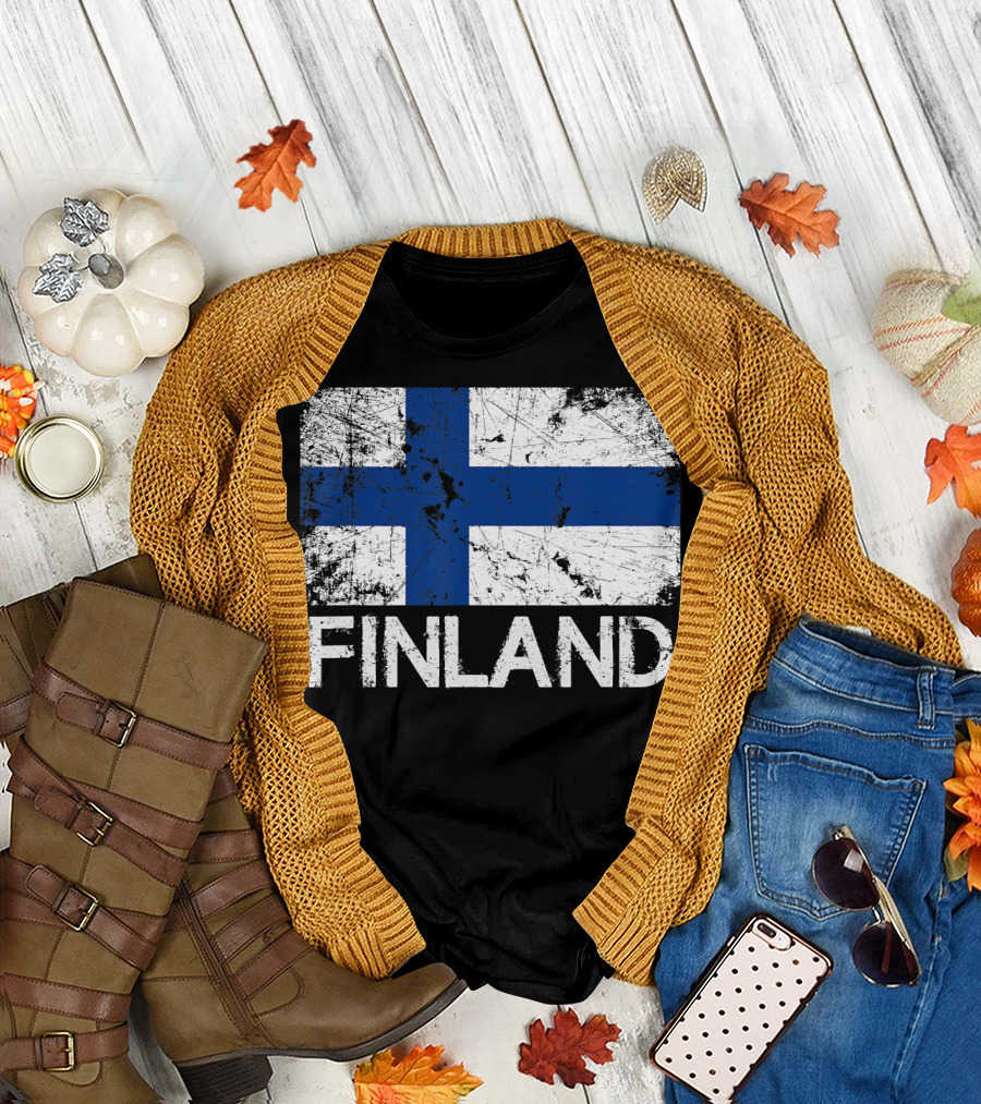 Finnish Flag Finland Vintage Made In Finla T-Shirt