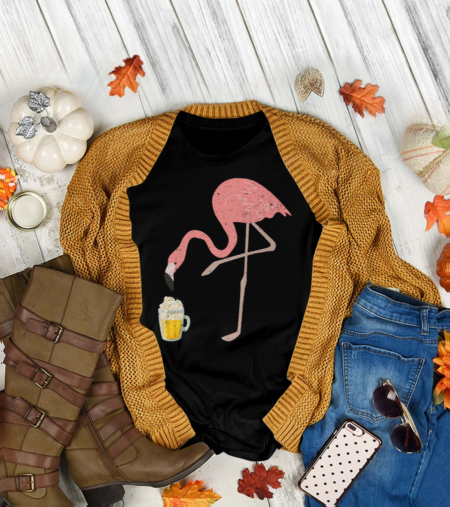 Flamingo Beer Love Bird Drinking T-Shirt