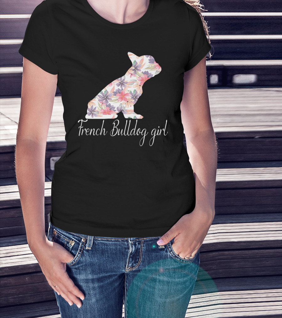 Floral French Bulldog Girl Love T-Shirt