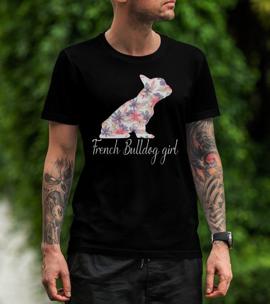 Floral French Bulldog Girl Love T-Shirt