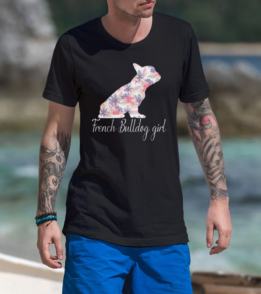 Floral French Bulldog Girl Love T-Shirt