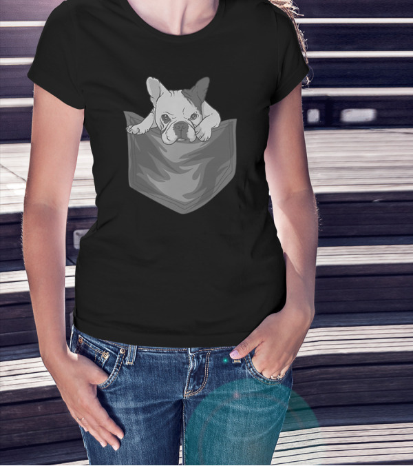 French Bulldog Cute Crazy Pocket T-Shirt