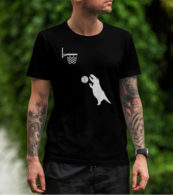 Funny Basketball Dinosaur Rex Throwin' Slam Dunk T-Shirt