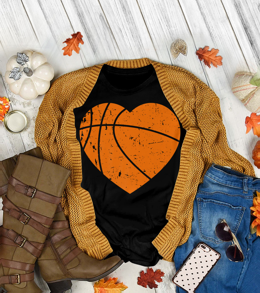 Basketball Heart Funny Team Parent Girls T-Shirt
