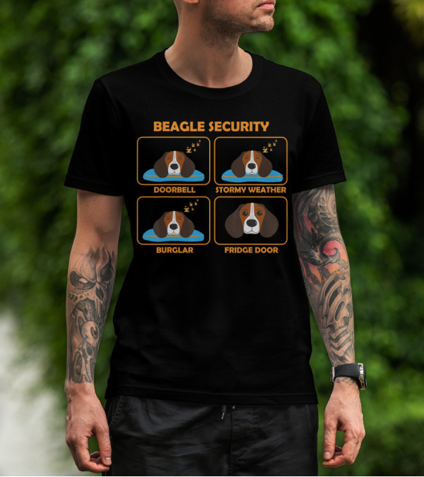 Beagle Security Doorbell Stormy Weather Burglar Fridge Door T-Shirt
