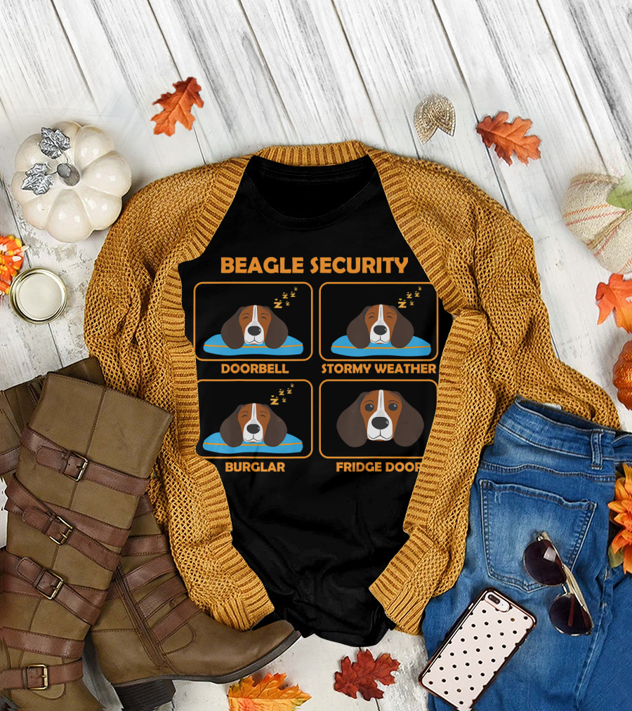 Beagle Security Doorbell Stormy Weather Burglar Fridge Door T-Shirt