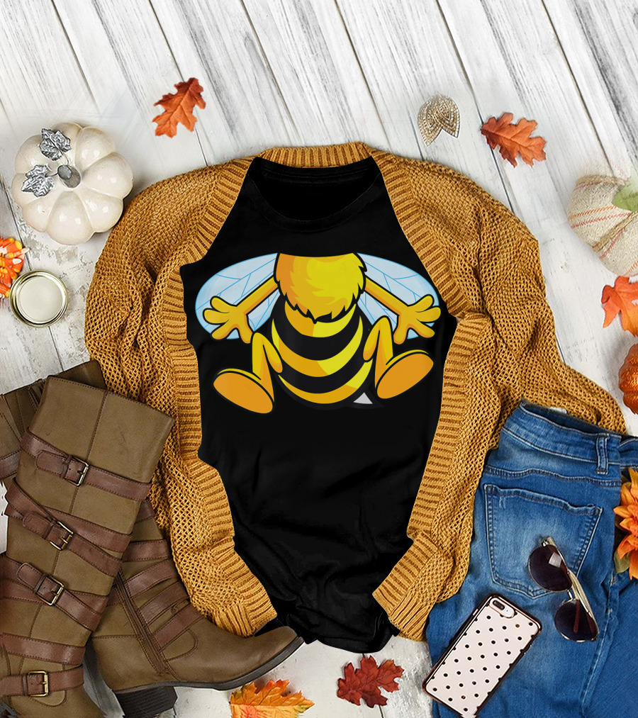 Funny Bee Costume Easy Honeybee Hall Buzzing Bumblebee Stripes T-Shirt