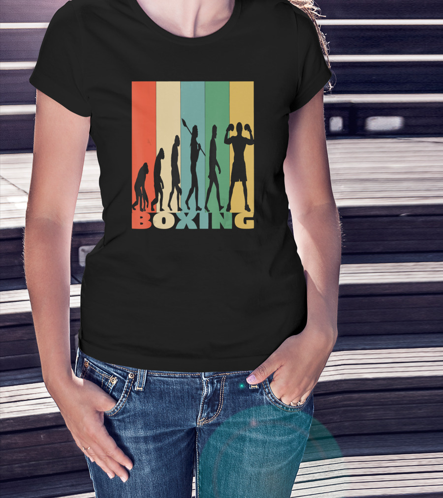 Boxing Evolution Vintage Silhouette Humor T-Shirt