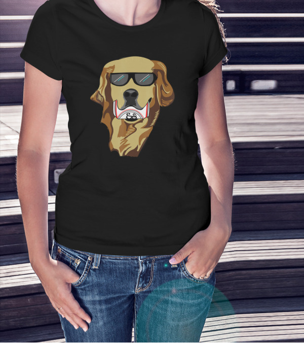Golden Retriever Wearing Sunglasses Holding Beer Can T-Shirt
