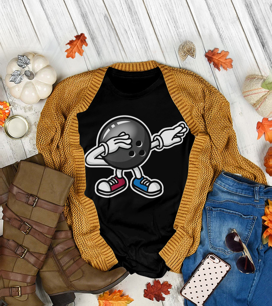 Funny The Dab Dabbing Bowling Ball Kid Bowle Sneakers T-Shirt