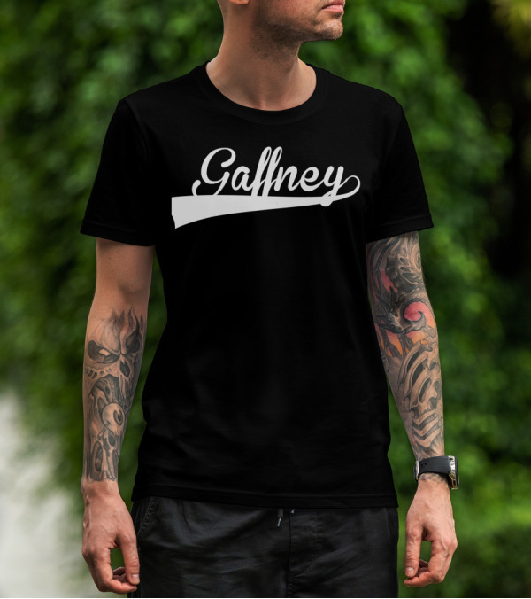Gaffney Baseball Softball Styled Text With Curve Tail T-Shirt