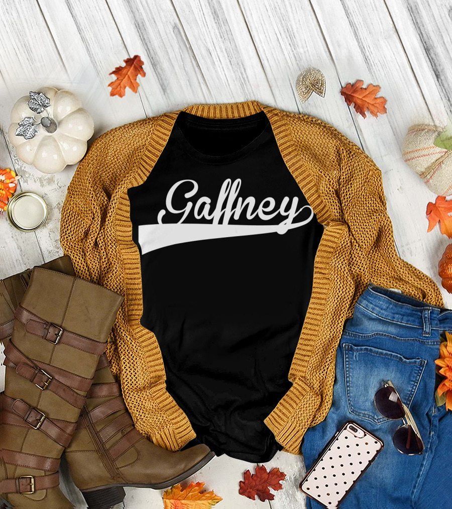 Gaffney Baseball Softball Styled Text with Curve Tail T-Shirt