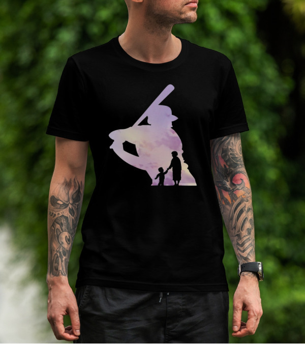 Grandma Behind Every Player Baseball Silhouette With Child Holding Hands T-Shirt