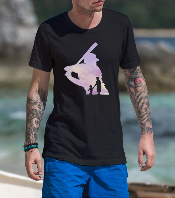 Grandma Behind Every Player Baseball Silhouette With Child Holding Hands T-Shirt