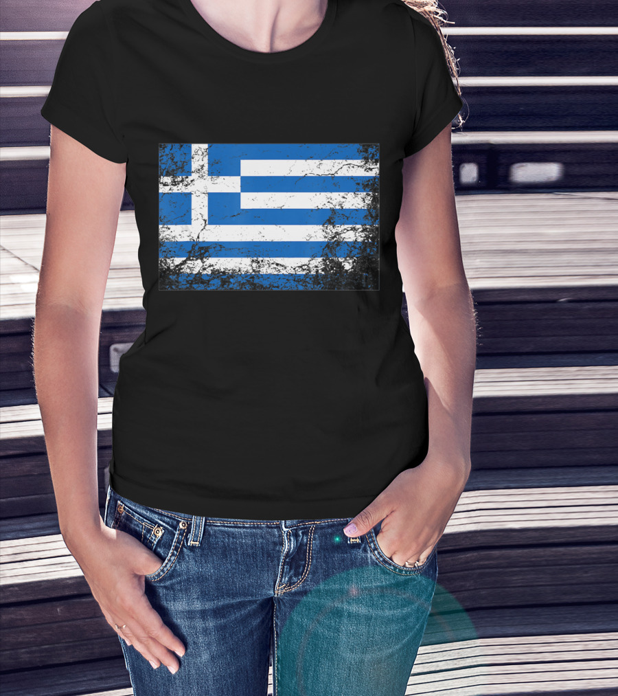 Distressed Vintage Greek National Flag T-Shirt