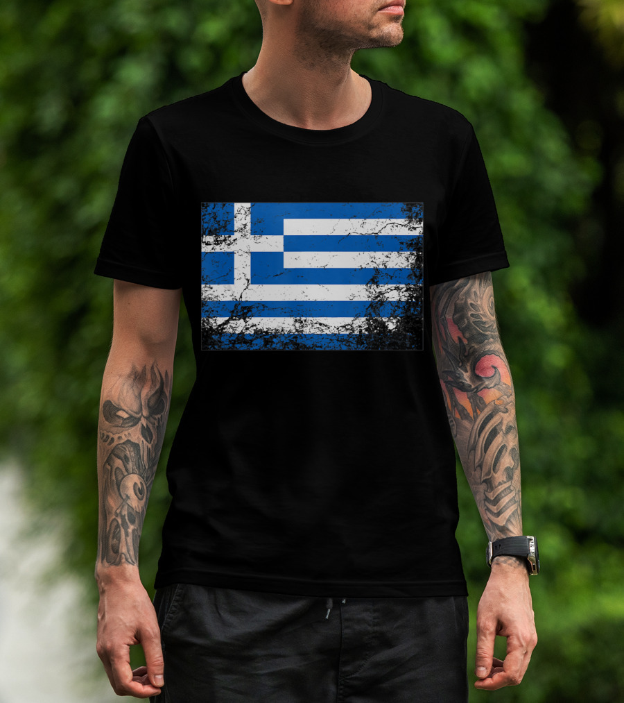 Distressed Vintage Greek National Flag T-Shirt