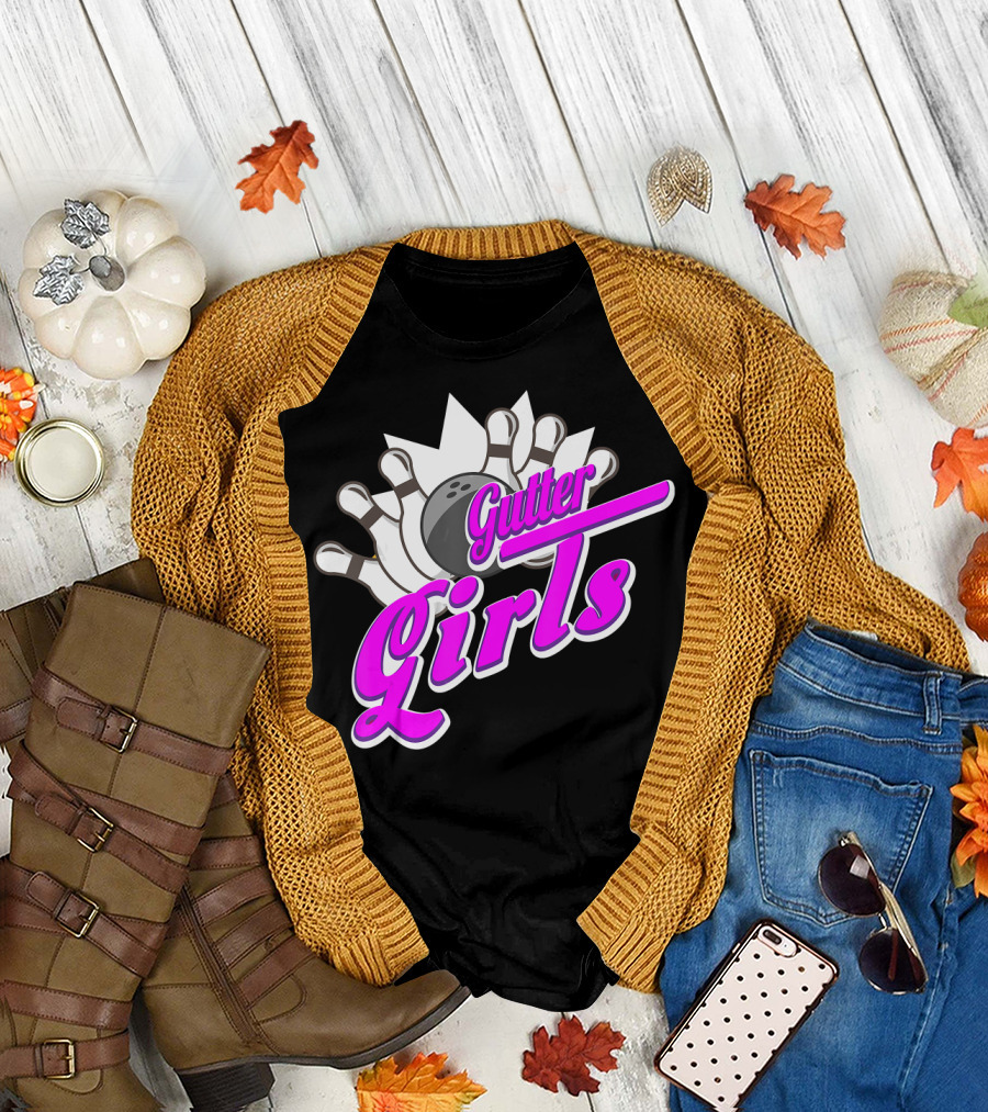 Gutter Girls Bowling Ball Pin Bowler Retro T-Shirt