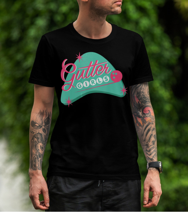Gutter Girls Bowling Team Retro Logo Pastel T-Shirt