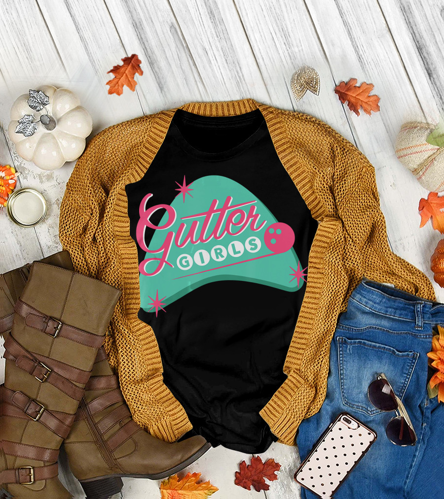 Gutter Girls Bowling Team Retro Logo Pastel T-Shirt