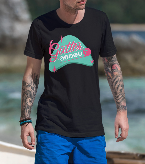 Gutter Girls Bowling Team Retro Logo Pastel T-Shirt