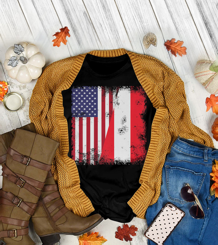 USA Austrian Flag Vintage Austria U T-Shirt