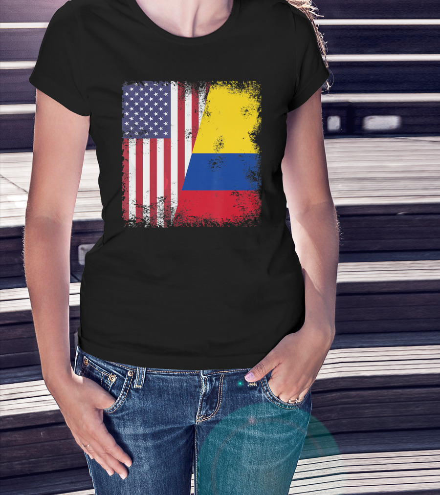Half Colombian Half American Flag T-Shirt