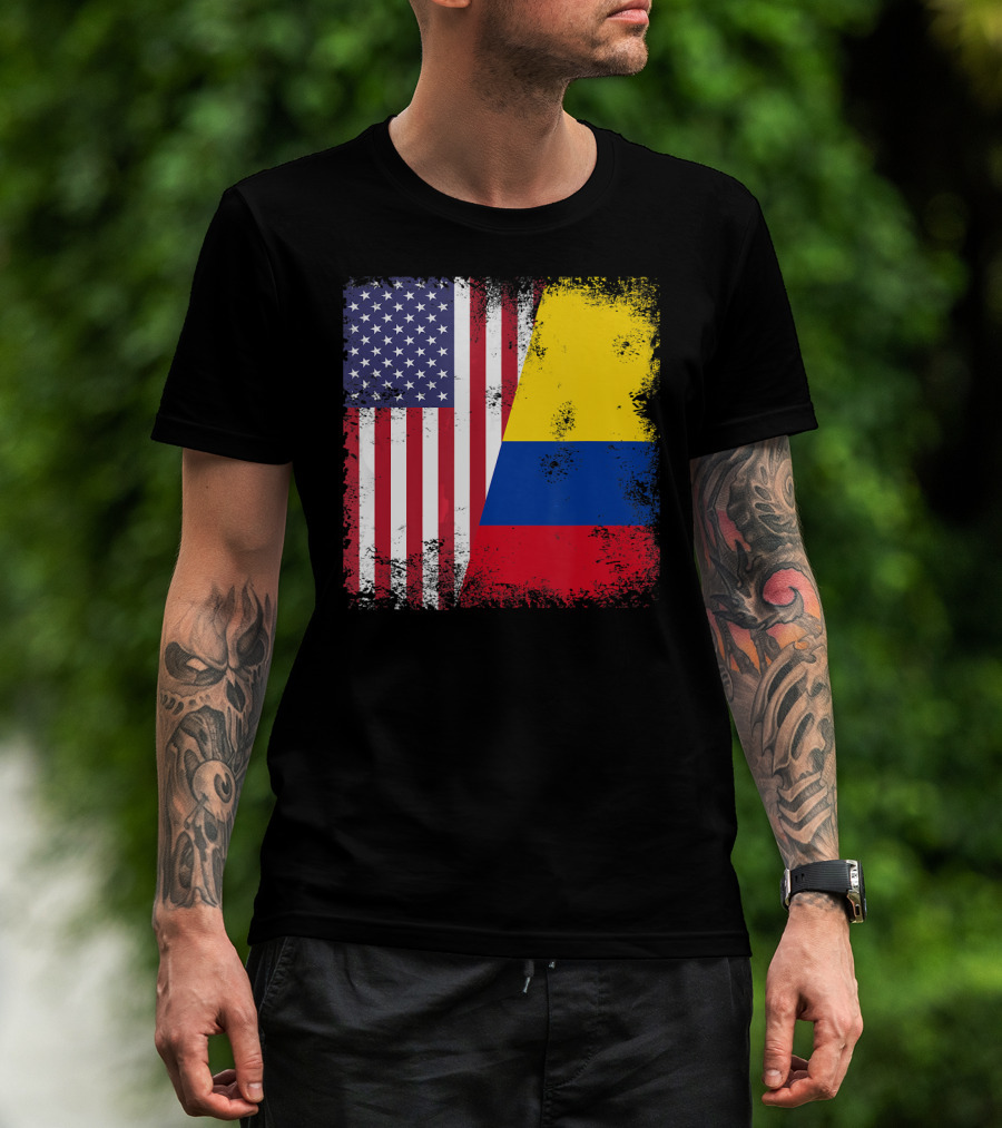 Half Colombian Half American Flag T-Shirt