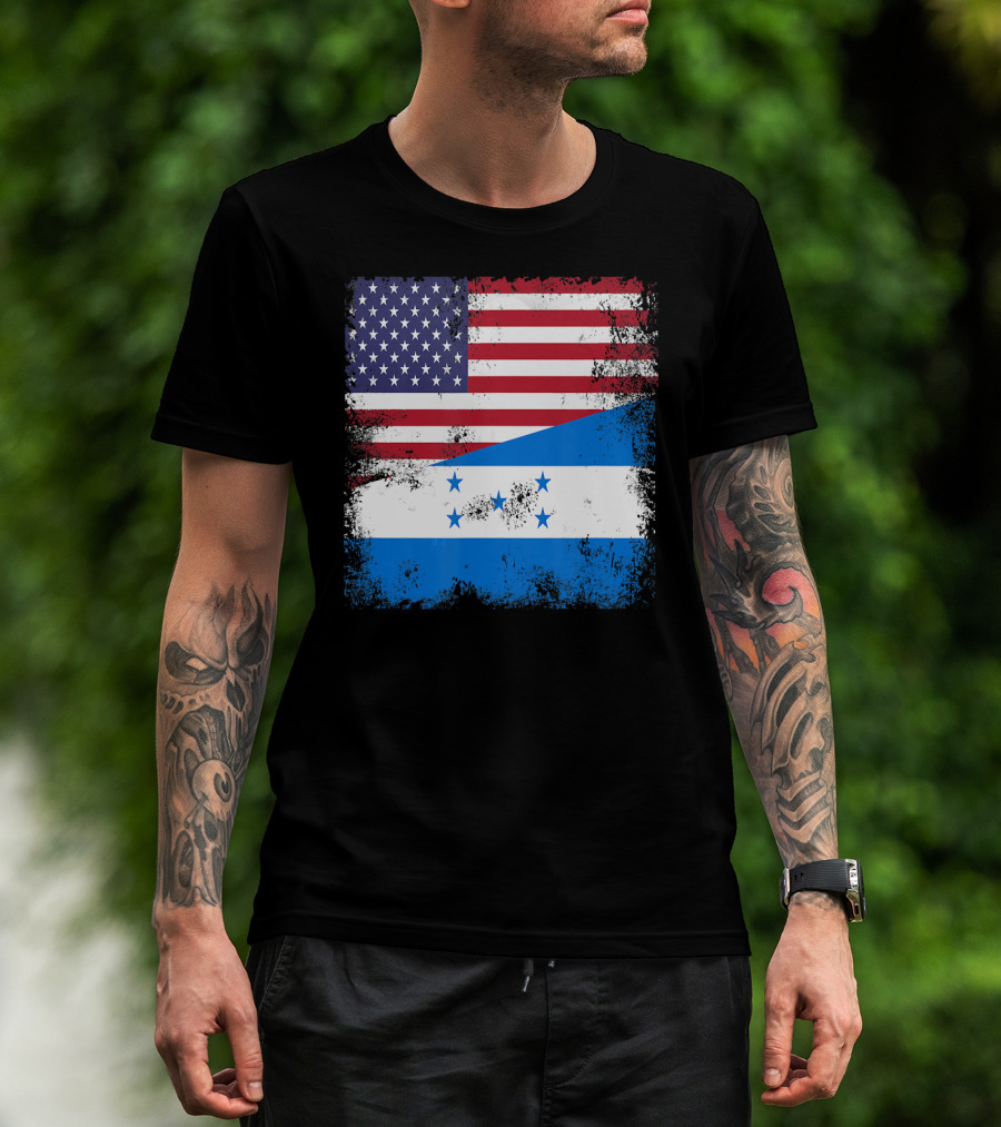 Half Honduran Half American Flag Vintage Hon T-Shirt