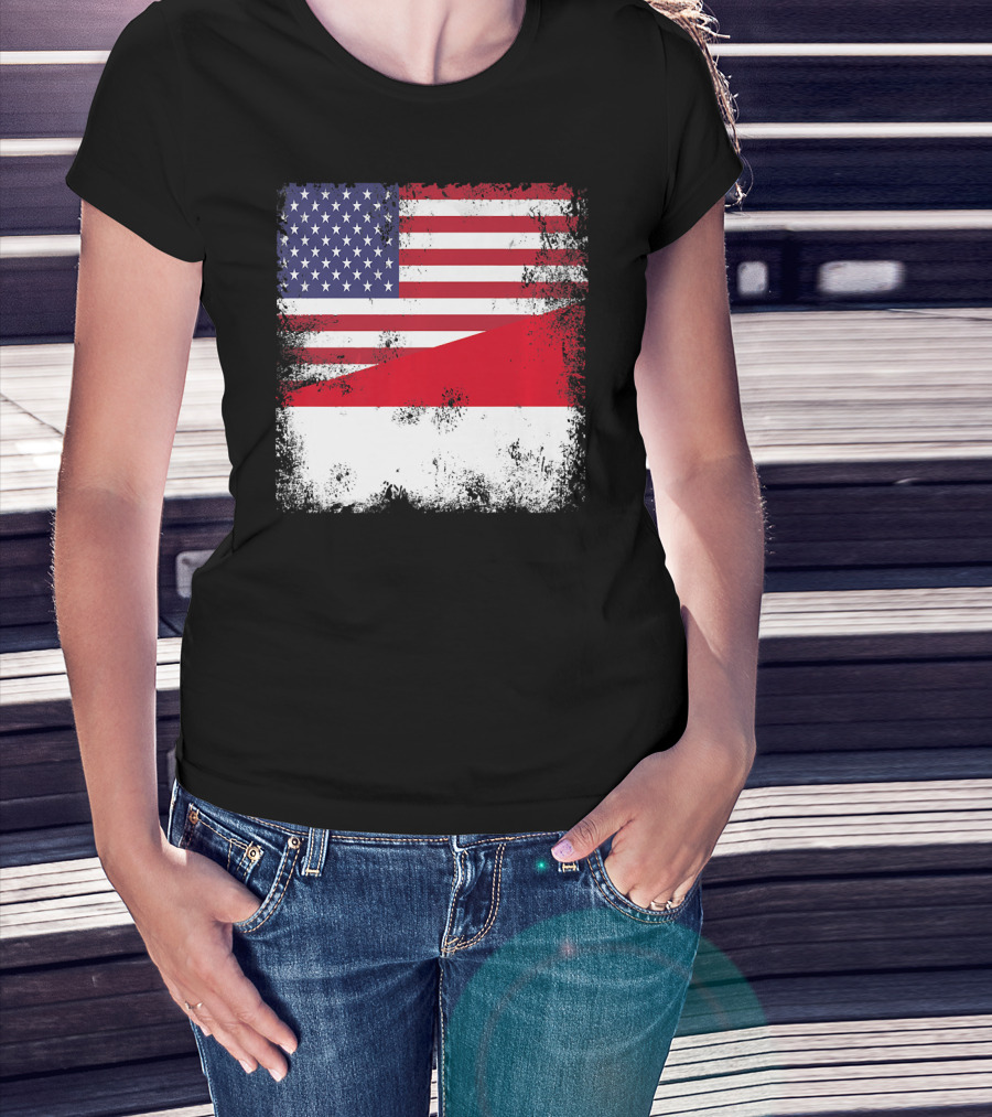 Half Indonesian Half American Flag Vintage Indo USA Fusion T-Shirt
