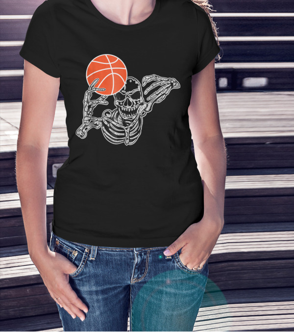 Halloween Skeleton Basketball Player Skul Dunking Spooky Slam T-Shirt