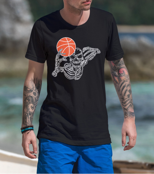 Halloween Skeleton Basketball Player Skul Dunking Spooky Slam T-Shirt