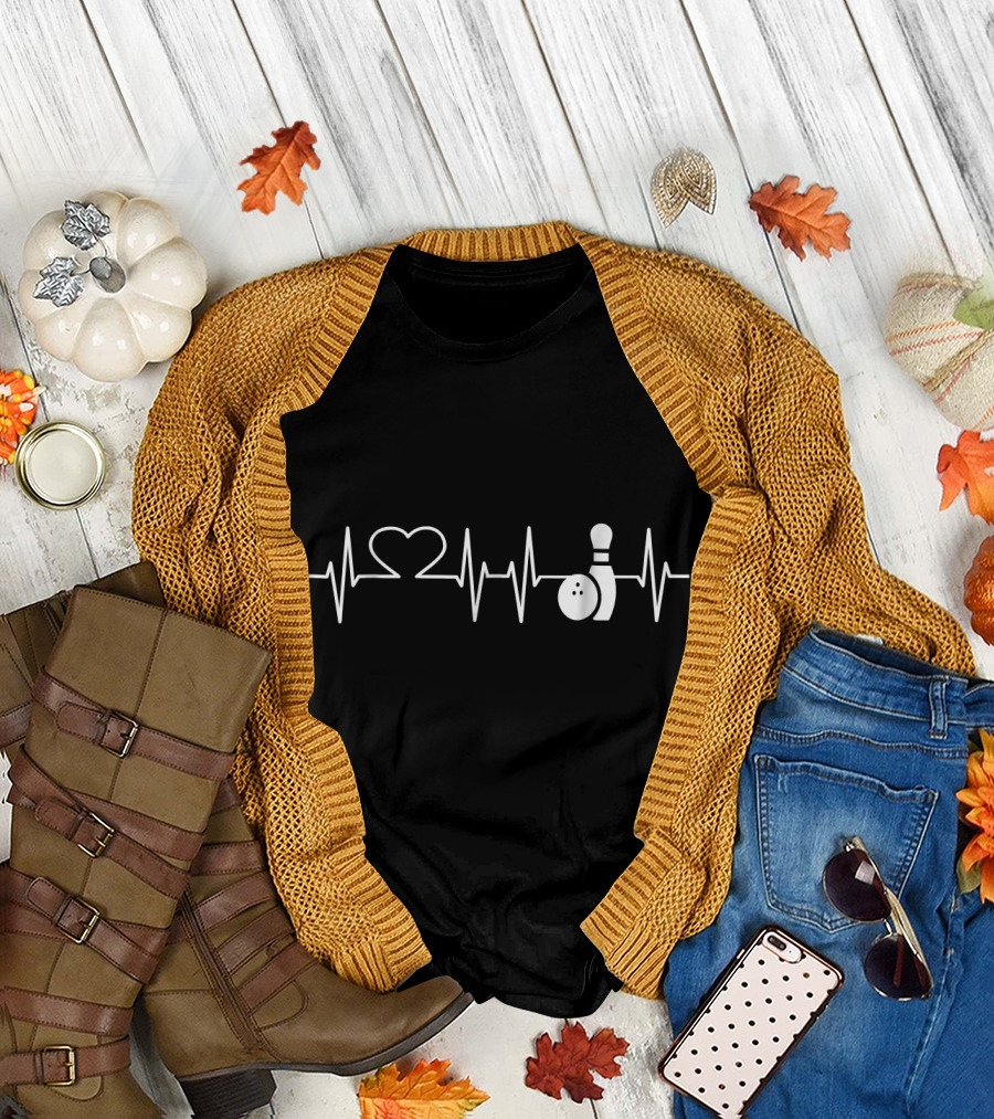 Heartbeat Bowling Heartbeat Bowling Pin Bowling Ball T-Shirt