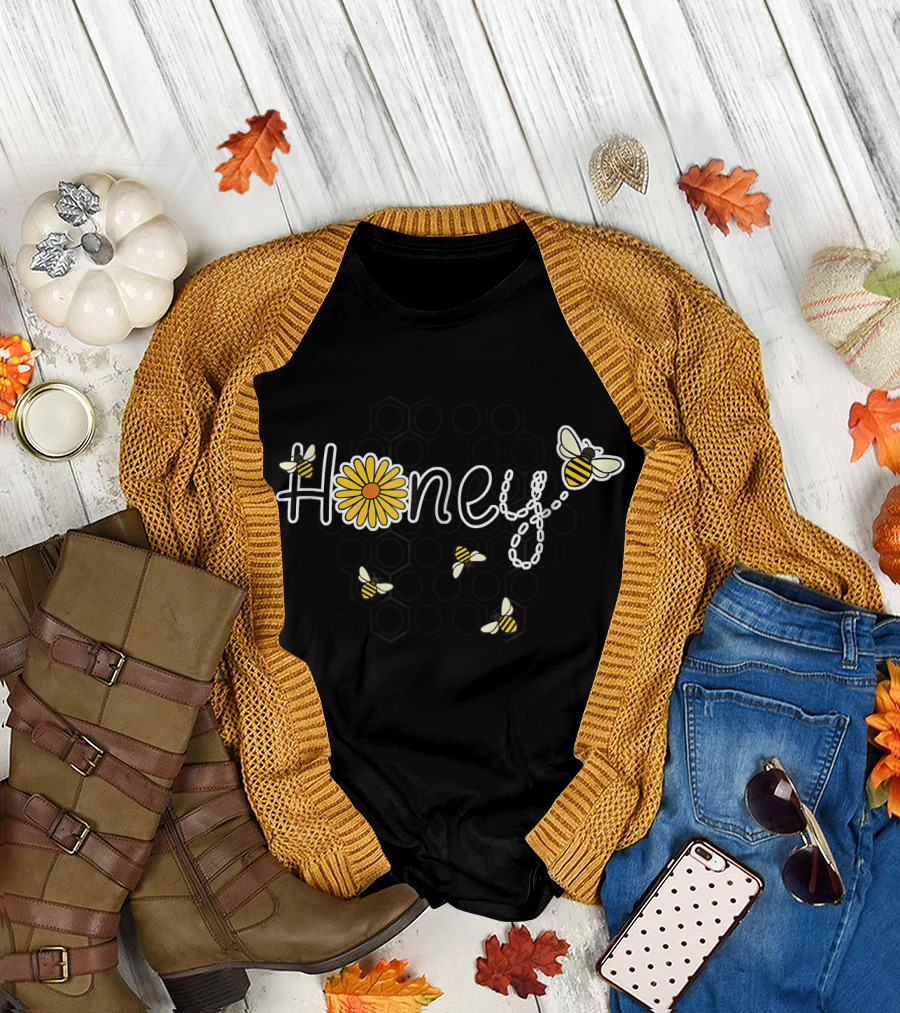 Honey Flower Honeybees Honeycomb Beekeeper T-Shirt
