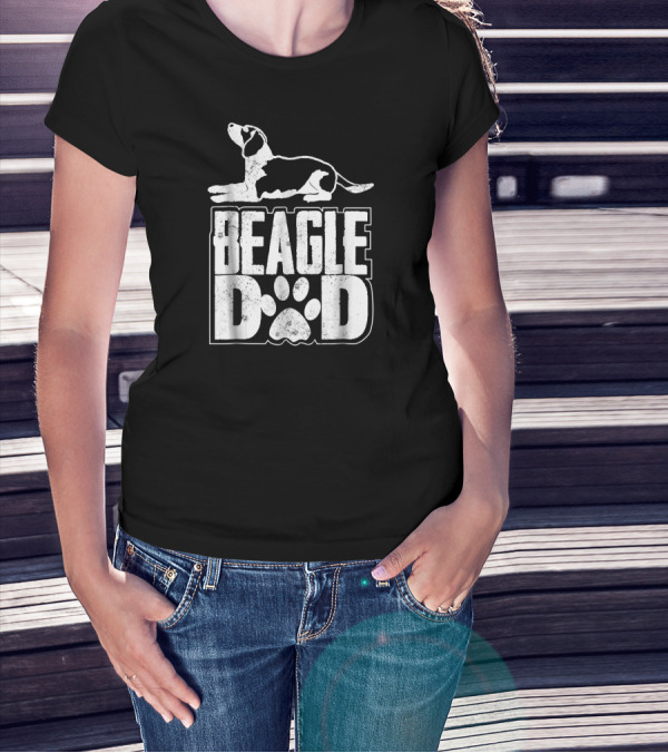 I'm A Beagle Dad Funny Dog Beagle Dad Paw Prints T-Shirt