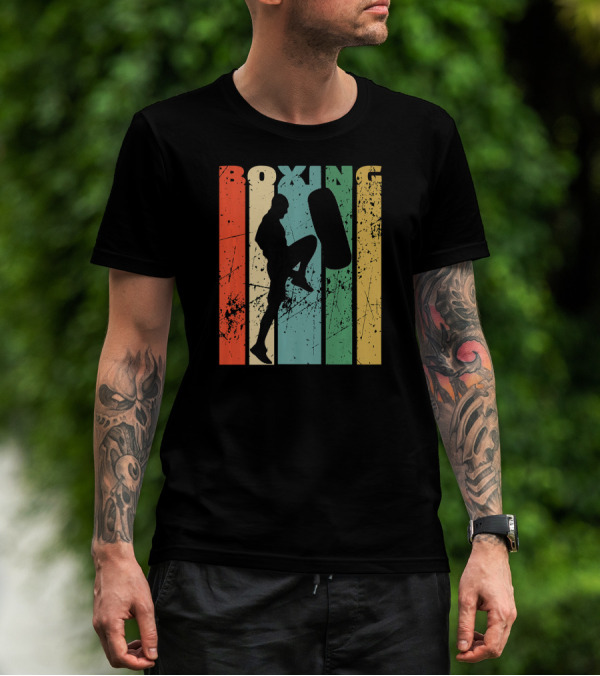 Boxing Vintage Distressed Silhouette Training With Punching Bag T-Shirt