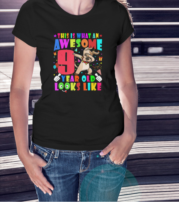 This Is What An Awesome 9 Year Old Looks Like Dabbing Dog 2011 Birthday T-Shirt