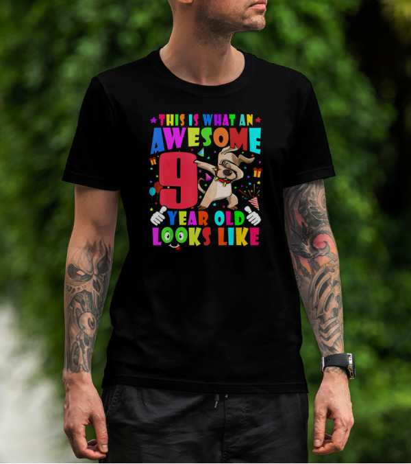 This Is What An Awesome 9 Year Old Looks Like Dabbing Dog 2011 Birthday T-Shirt