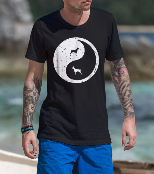 Doberman Pinscher Yin Yang Symbol With Doberman T-Shirt
