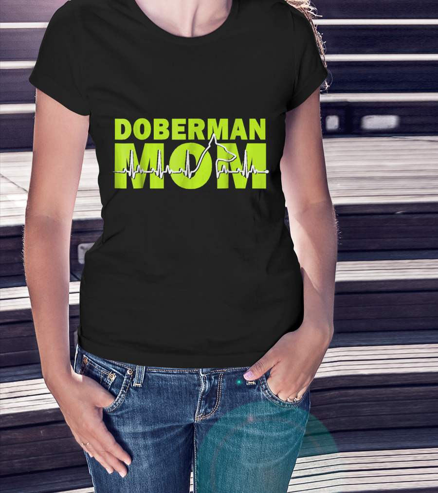 DOBERMAN MOM Heartbeat Dog T-Shirt