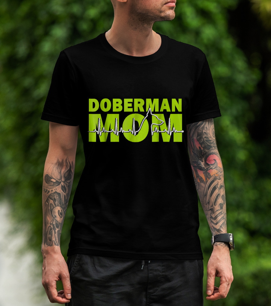 DOBERMAN MOM Heartbeat Dog T-Shirt