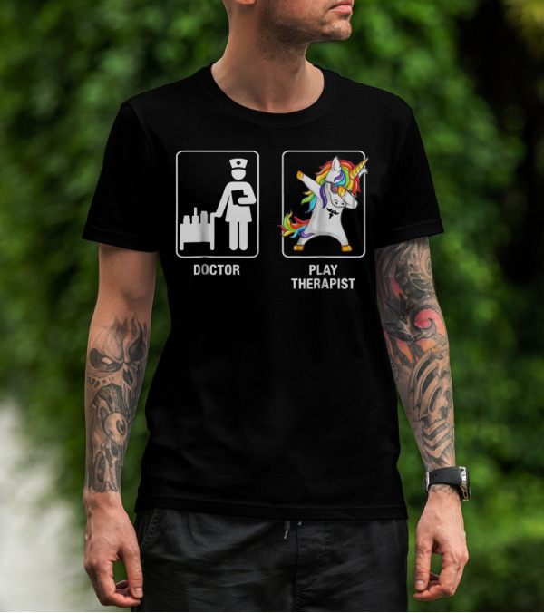 Doctor Play Therapist Unicorn Dabbing T-Shirt