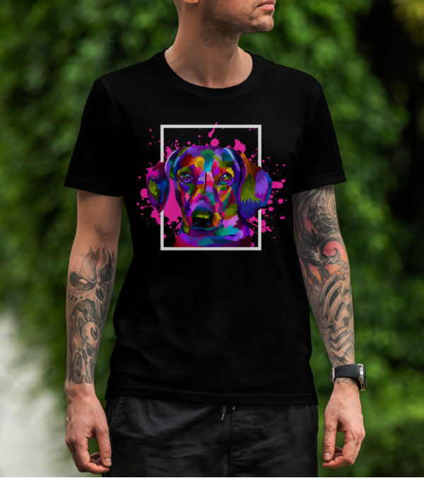 Dog Animal Lover Pet Dog Breed Dachsh Colorful Pop Art Dachshund T-Shirt